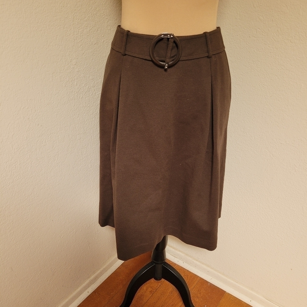 Talbots Brown Stretch Skirt with Built in Belt